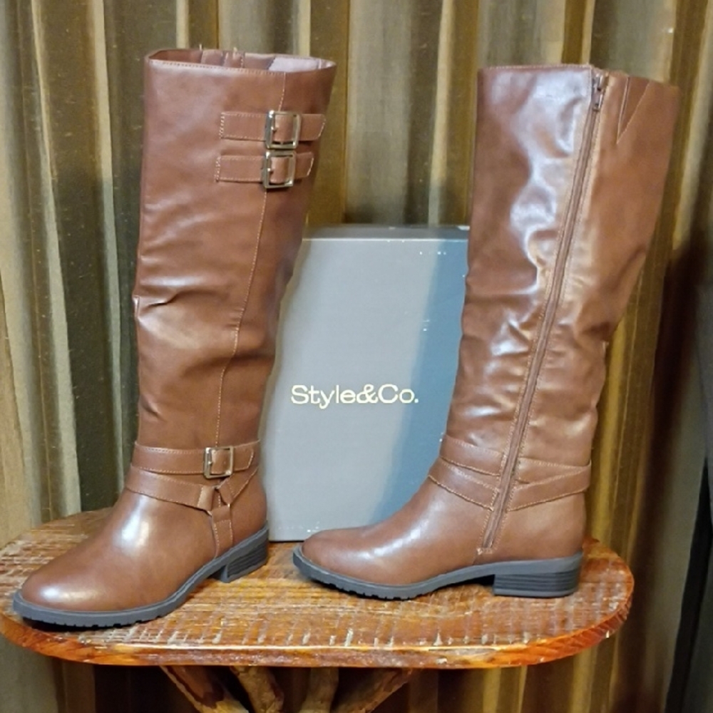 Style & Co. Women's Cognac Boots Riding Style